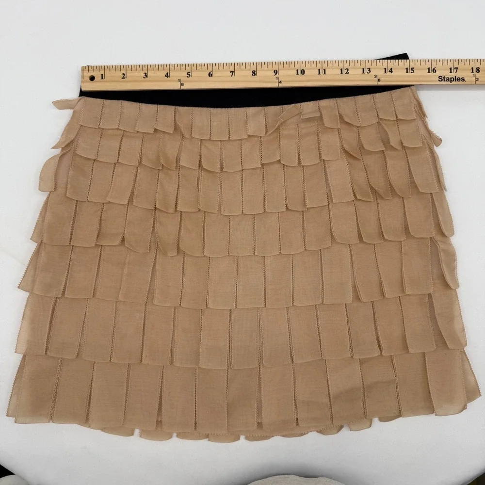J. Crew‎ Collection Mini Skirt 4 Tan Fringe Playful Flirty Feminine